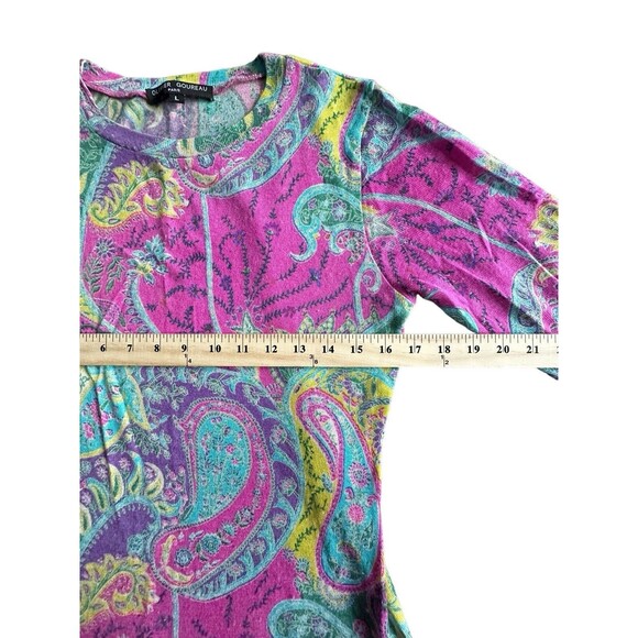 Olivier Goureau Sweater Size Large Cashmere Silk Blend Paisley Print Sweater #M3 - Picture 4 of 8
